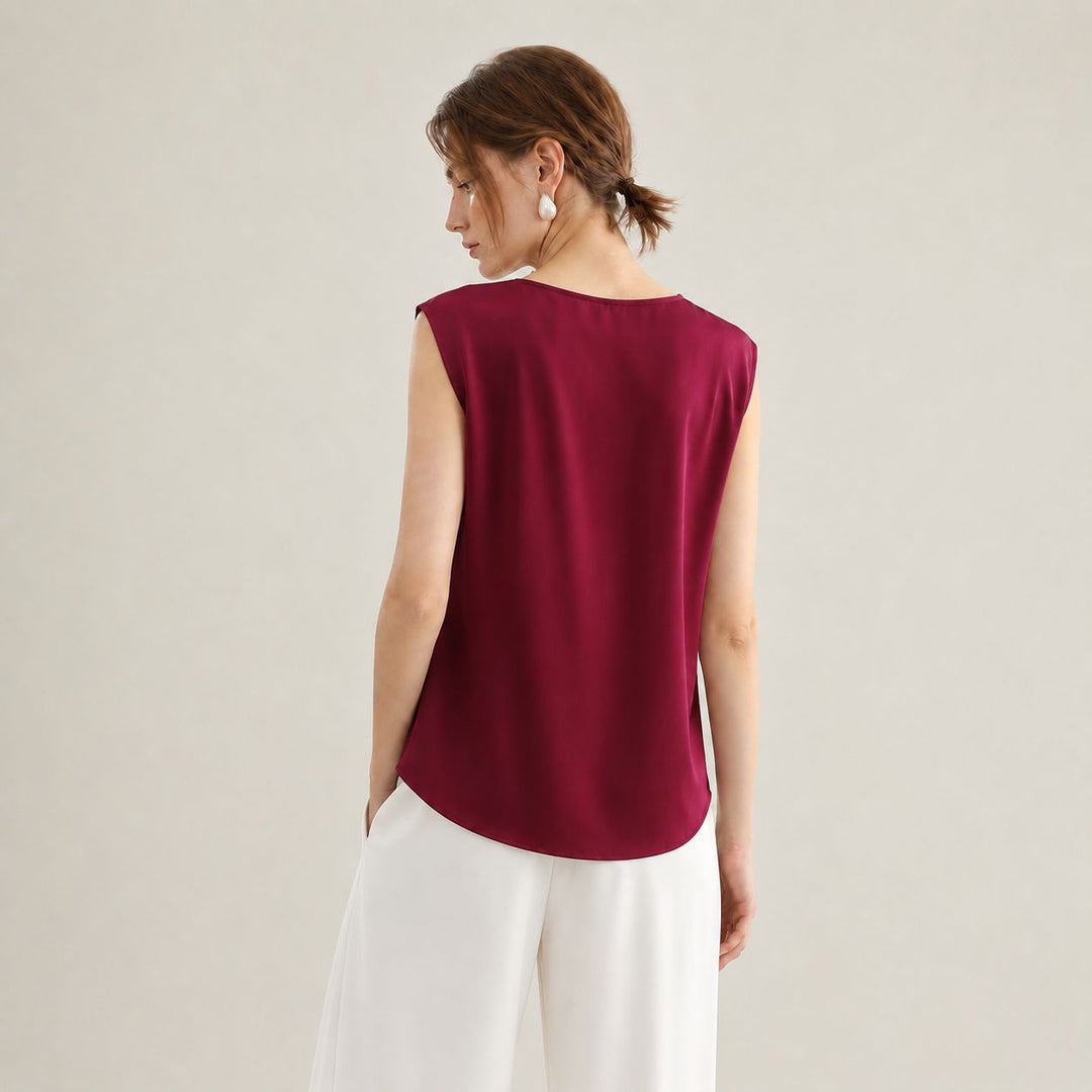 Women's Mulberry Silk Sleeveless V-Neck Blouse