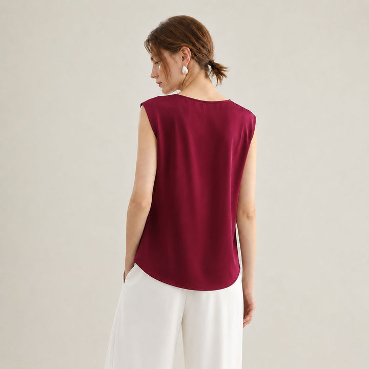 Women's Mulberry Silk Sleeveless V-Neck Blouse