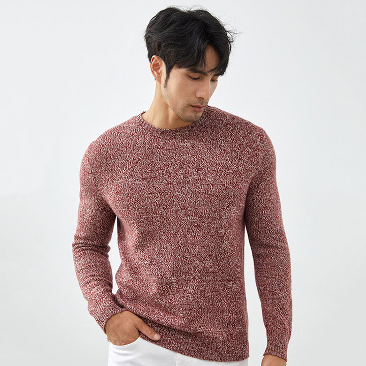 Men's Luxury Marled Crewneck 100% Cashmere Sweater