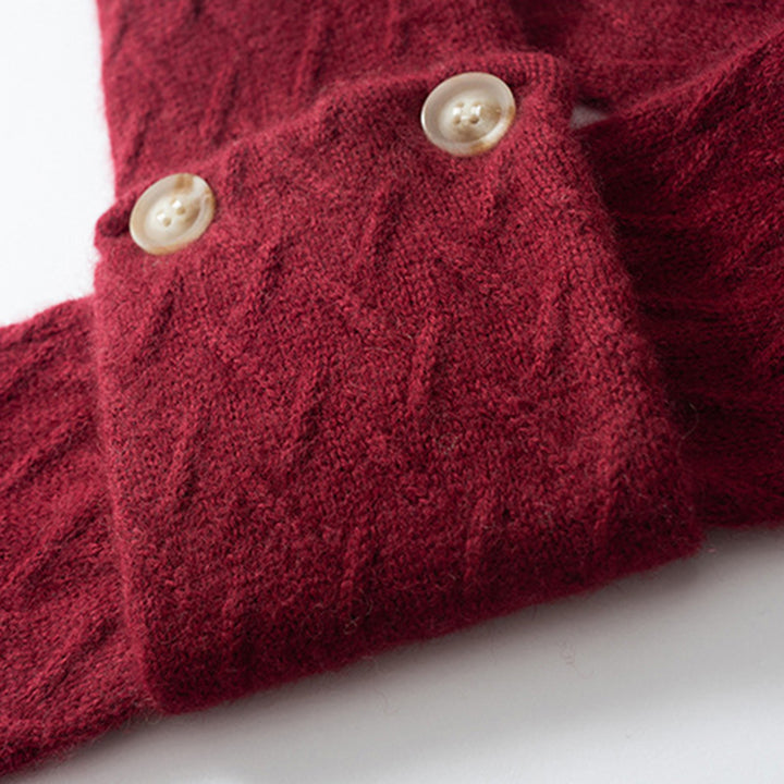 Cozy Pure Cashmere Chunky Knit Buttoned Scarf