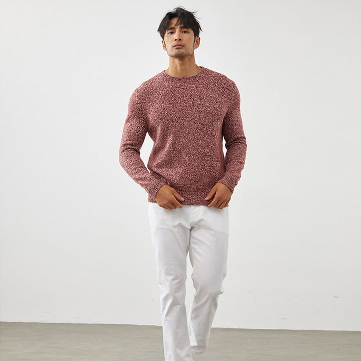 Men's Luxury Marled Crewneck 100% Cashmere Sweater