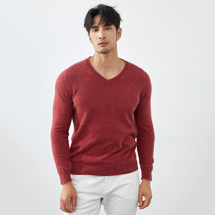 Men's Classic V-Neck 100% Cashmere Pullover Sweater