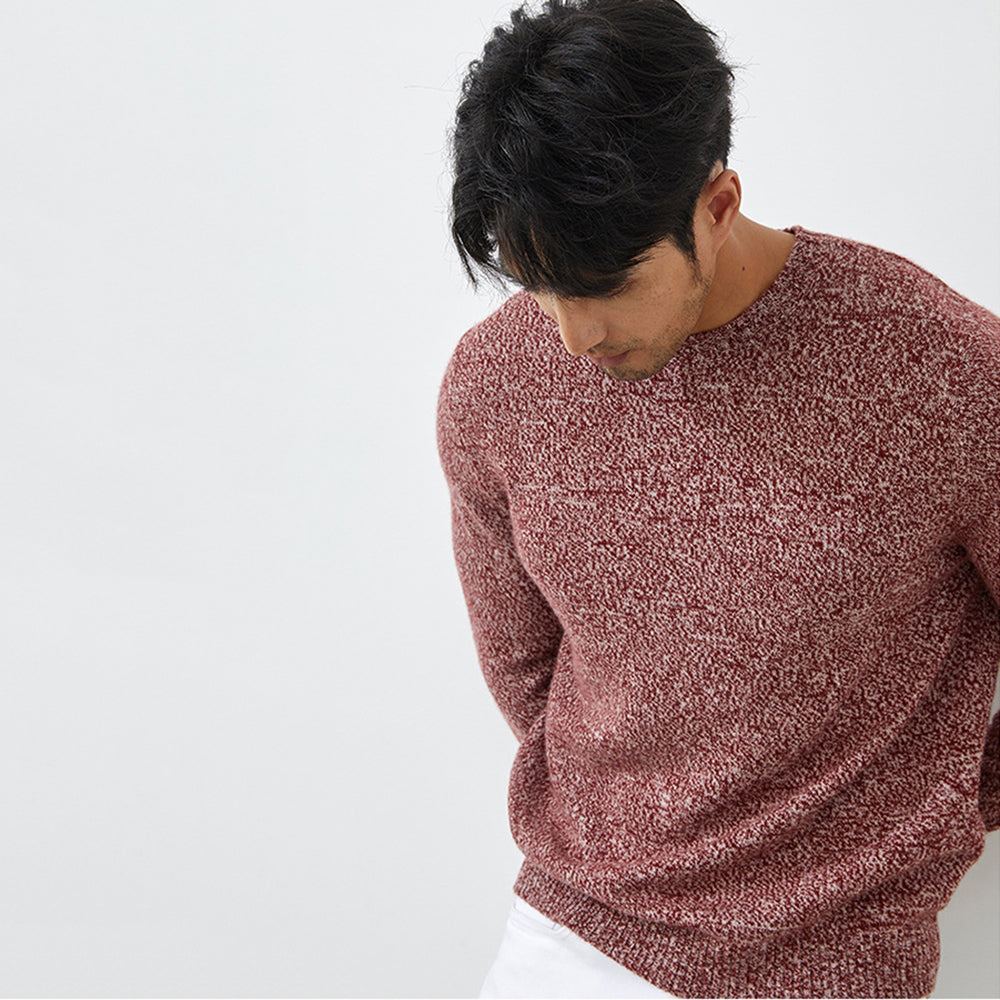 Men's Luxury Marled Crewneck 100% Cashmere Sweater