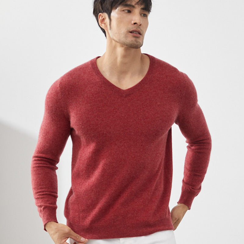 Men's Classic V-Neck 100% Cashmere Pullover Sweater