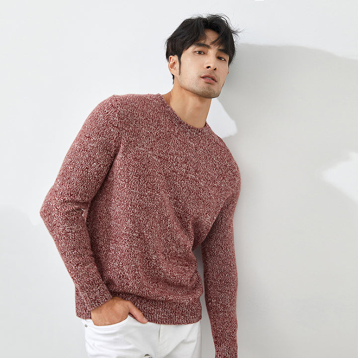 Men's Luxury Marled Crewneck 100% Cashmere Sweater