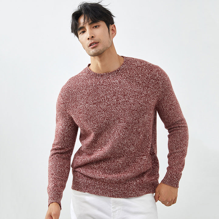 Men's Luxury Marled Crewneck 100% Cashmere Sweater