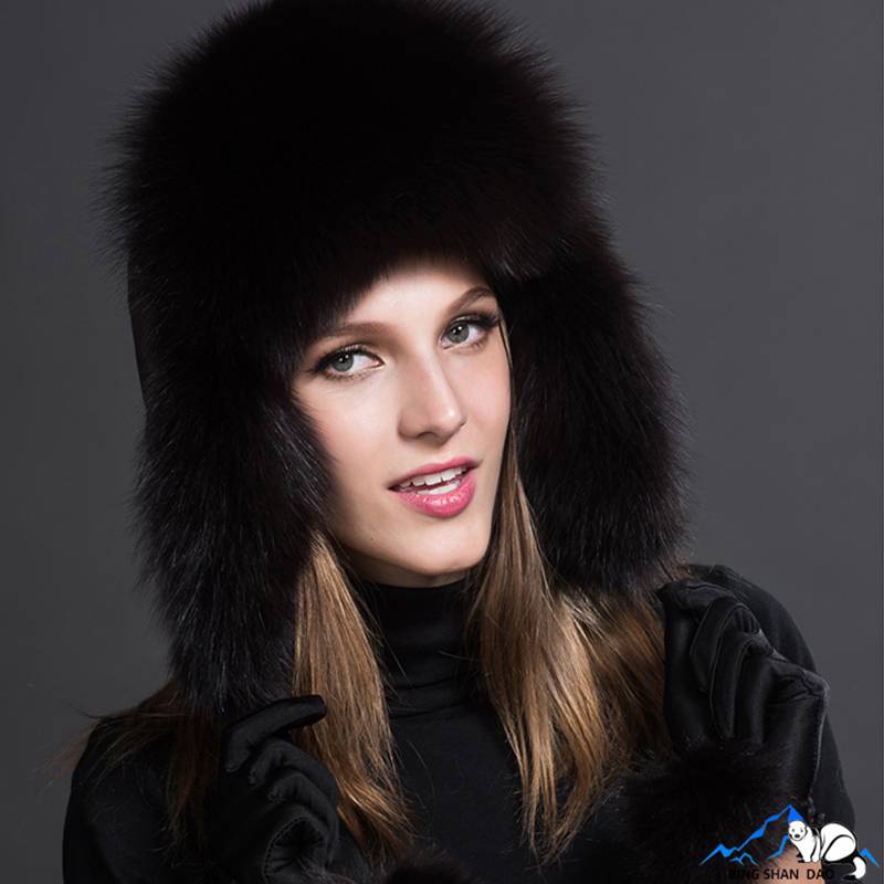 Real Fox Fur Trapper Hats for Women Winter Outdoor Cold Weather Fluffy Fuzzy Furry Genuine Fur Hats