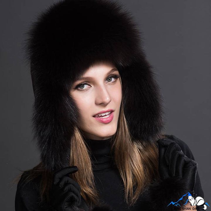 Real Fox Fur Trapper Hats for Women Winter Outdoor Cold Weather Fluffy Fuzzy Furry Genuine Fur Hats