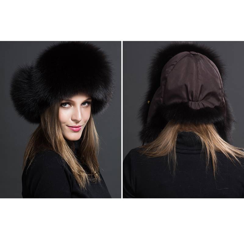 Real Fox Fur Trapper Hats for Women Winter Outdoor Cold Weather Fluffy Fuzzy Furry Genuine Fur Hats