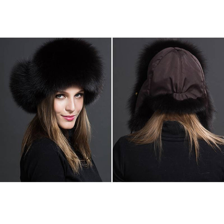 Real Fox Fur Trapper Hats for Women Winter Outdoor Cold Weather Fluffy Fuzzy Furry Genuine Fur Hats