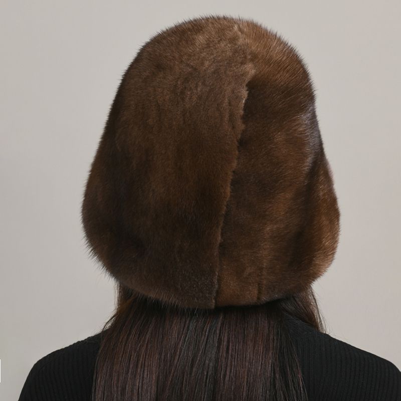 Luxury Real Mink Fur Bucket Hat Soft Warm Elegant Winter Hat for Women