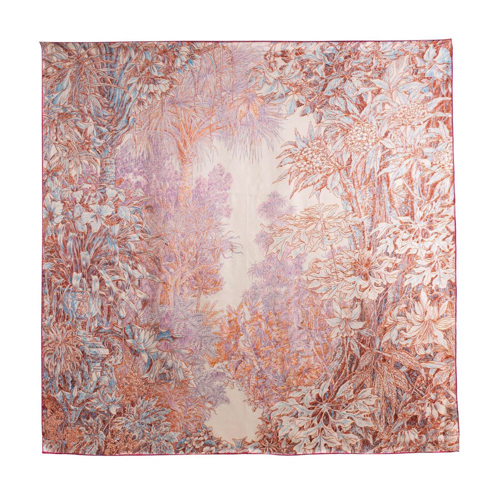 41" x 41" Classic Bloom Floral Paisley Butterfly Vintage Printed 100% Mulberry Silk Charmeuse Square Scarf
