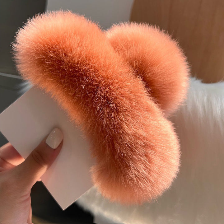 Large Fluffy Rabbit Fur Claw Clip