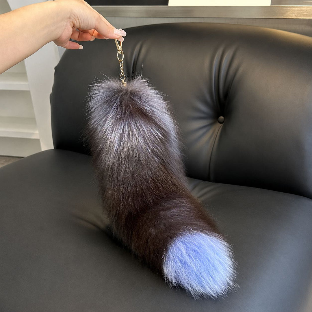 Luxury Real Fox Fur Tail Keychain Long Fluffy Bag Charm