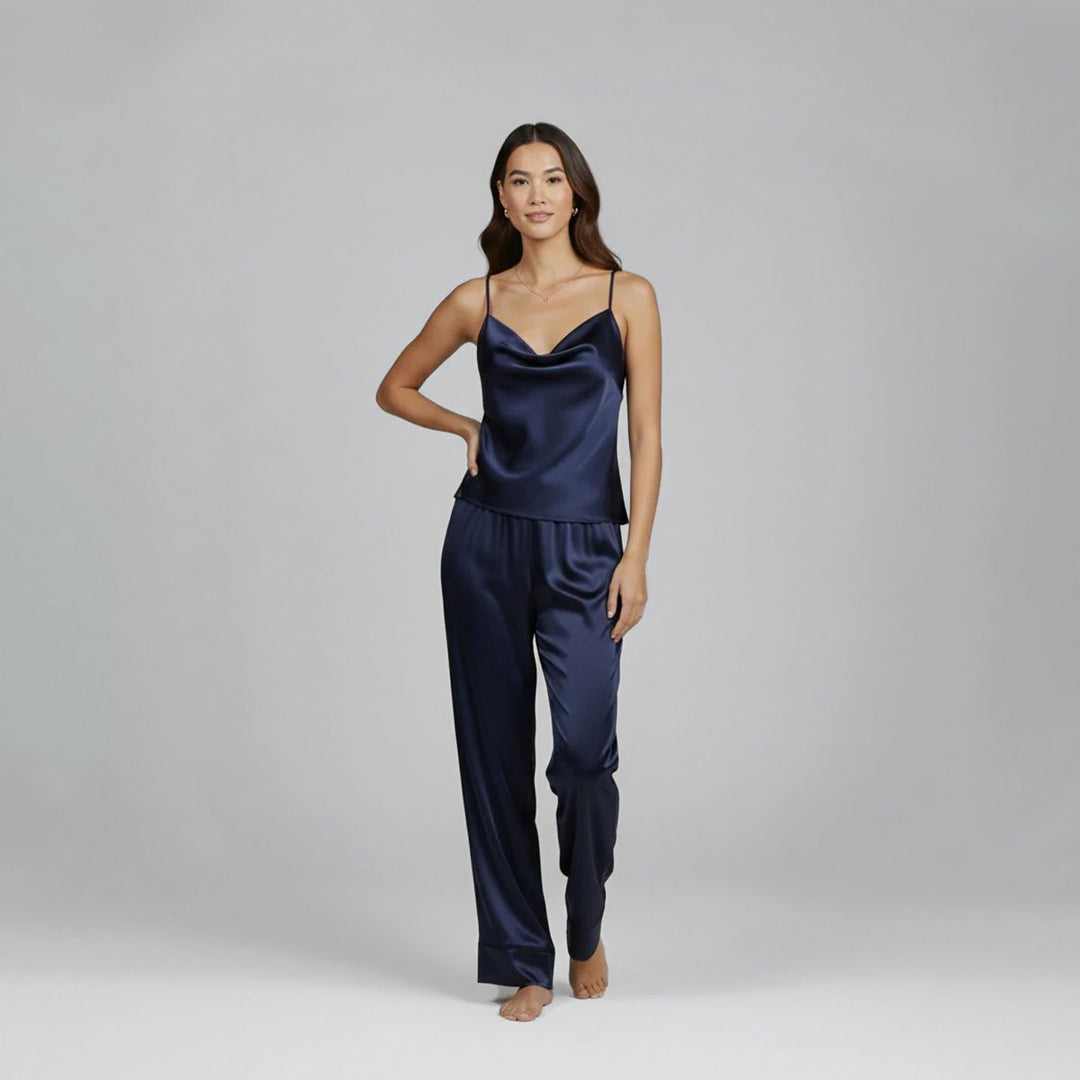 22 Momme Luxurious Silk Cowl-Neck Camisole Pajama Set for Women