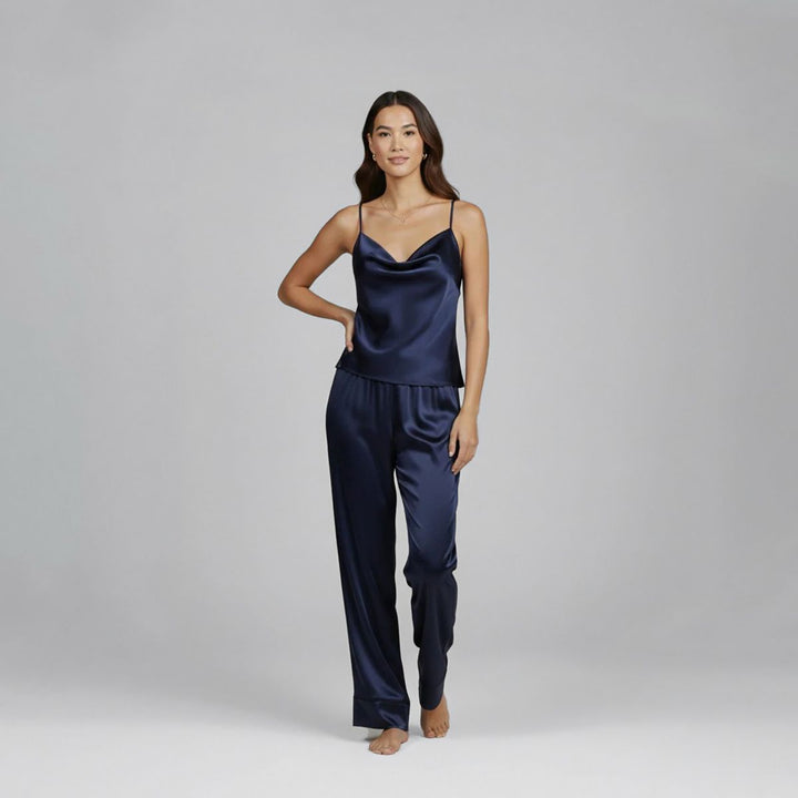 22 Momme Luxurious Silk Cowl-Neck Camisole Pajama Set for Women