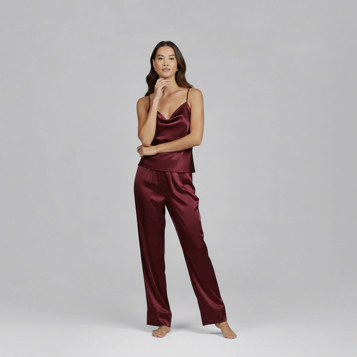 22 Momme Luxurious Silk Cowl-Neck Camisole Pajama Set for Women