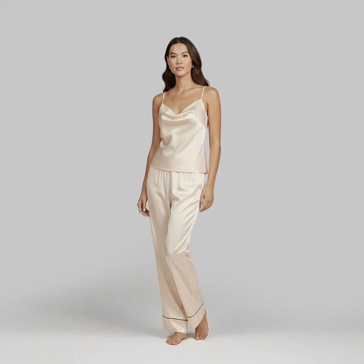 22 Momme Luxurious Silk Cowl-Neck Camisole Pajama Set for Women
