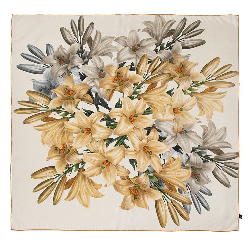 41" x 41" Classic Bloom Floral Paisley Butterfly Vintage Printed 100% Mulberry Silk Charmeuse Square Scarf