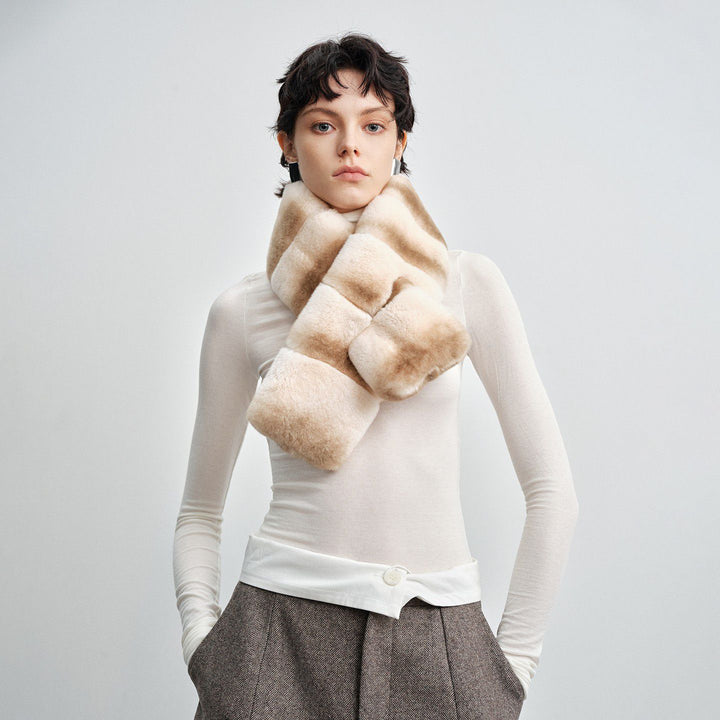 Women's Ombre Rabbit Fur Winter Warm Wrap Scarf