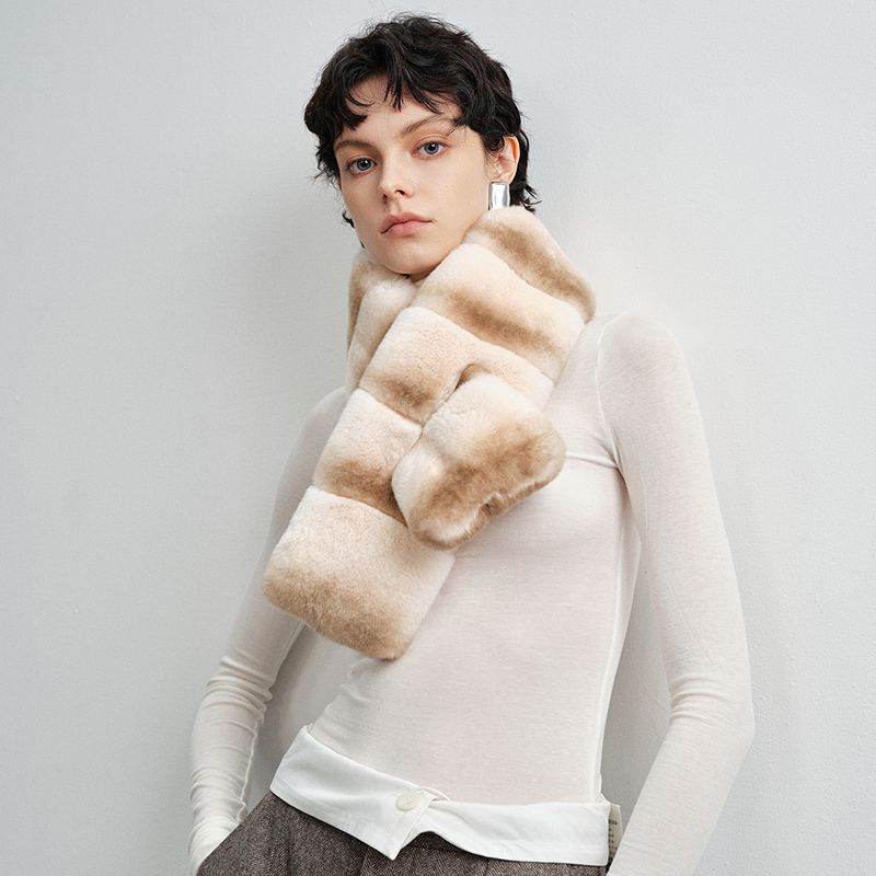 Women's Ombre Rabbit Fur Winter Warm Wrap Scarf