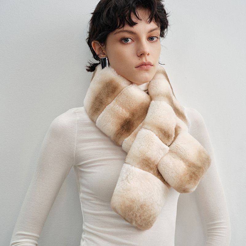 Women's Ombre Rabbit Fur Winter Warm Wrap Scarf