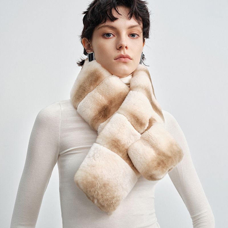 Women's Ombre Rabbit Fur Winter Warm Wrap Scarf