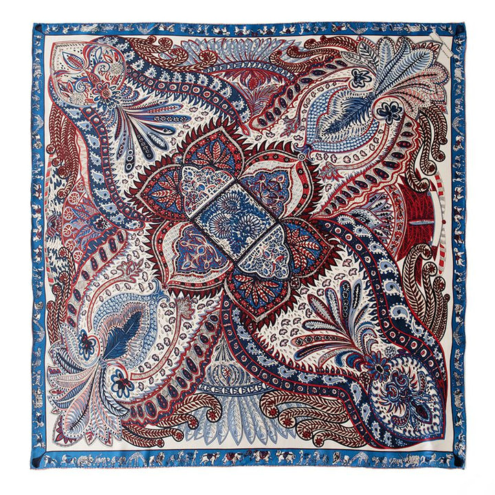 41" x 41" Classic Bloom Floral Paisley Butterfly Vintage Printed 100% Mulberry Silk Charmeuse Square Scarf