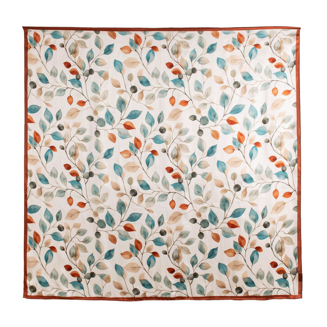 41" x 41" Classic Bloom Floral Paisley Butterfly Vintage Printed 100% Mulberry Silk Charmeuse Square Scarf