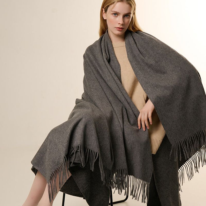 Oversized Soft Fringed 100% Cashmere Shawl Blanket Wrap for Travel
