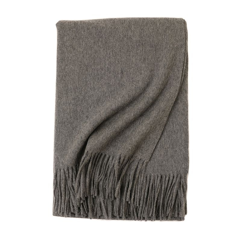 Oversized Soft Fringed 100% Cashmere Shawl Blanket Wrap for Travel