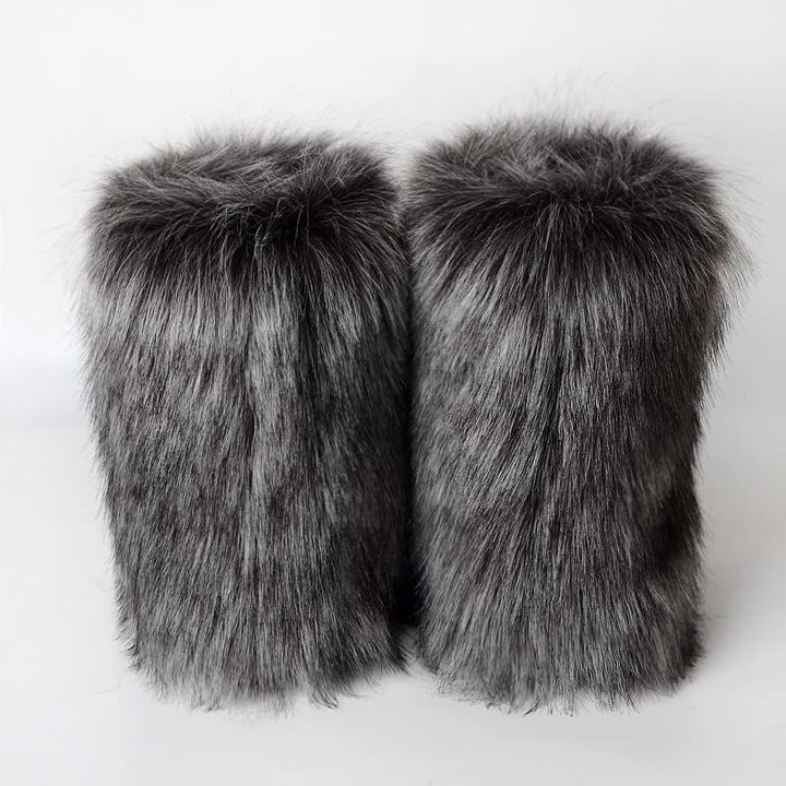 Faux Raccoon Fur Snow Boots for Women Winter Furry Cozy Slip-On Ankle Fur Boots