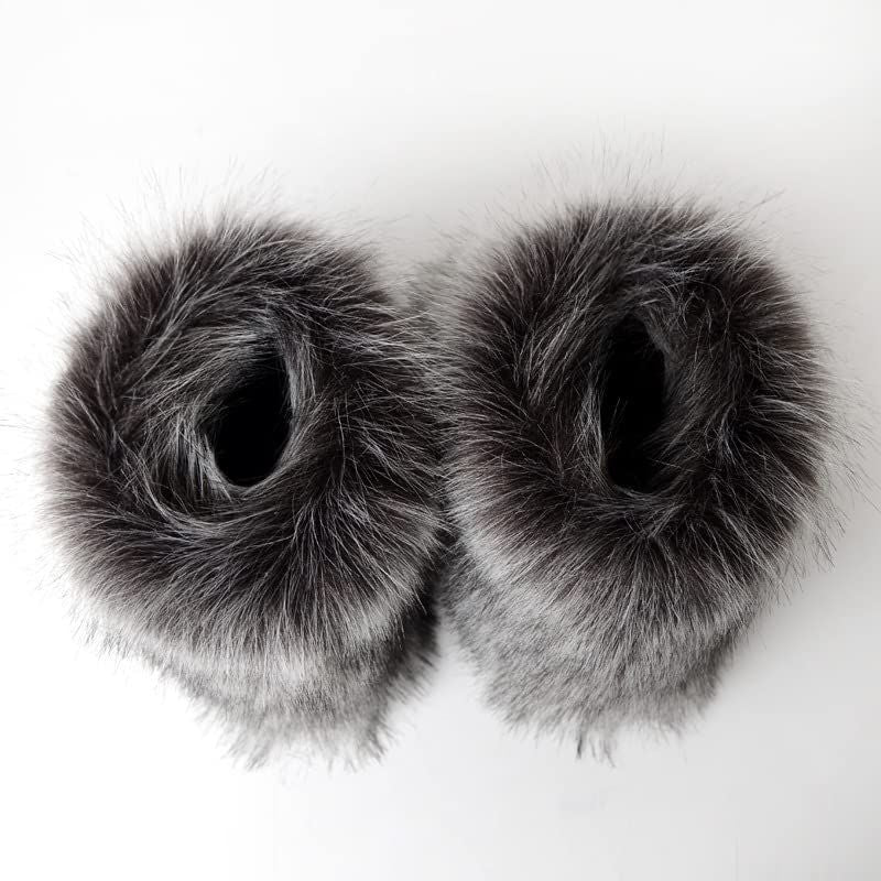 Faux Raccoon Fur Snow Boots for Women Winter Furry Cozy Slip-On Ankle Fur Boots