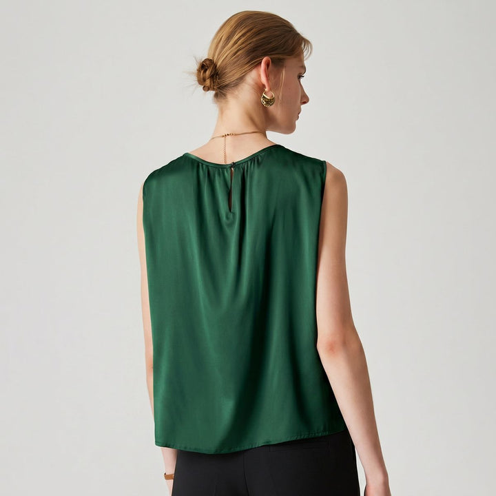 22 Momme Women's Round Neck Sleeveless Silk Shell Top