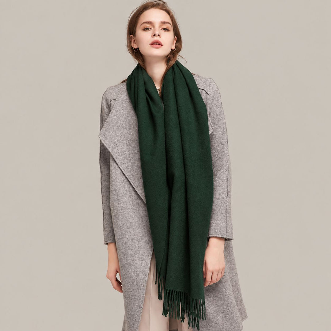 Classic Long Cashmere Scarf with Tassels