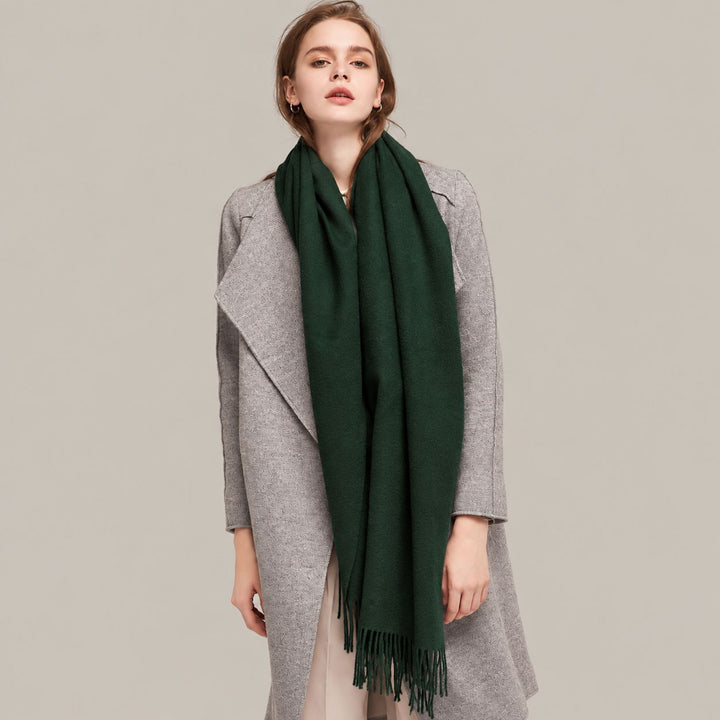 Classic Long Cashmere Scarf with Tassels