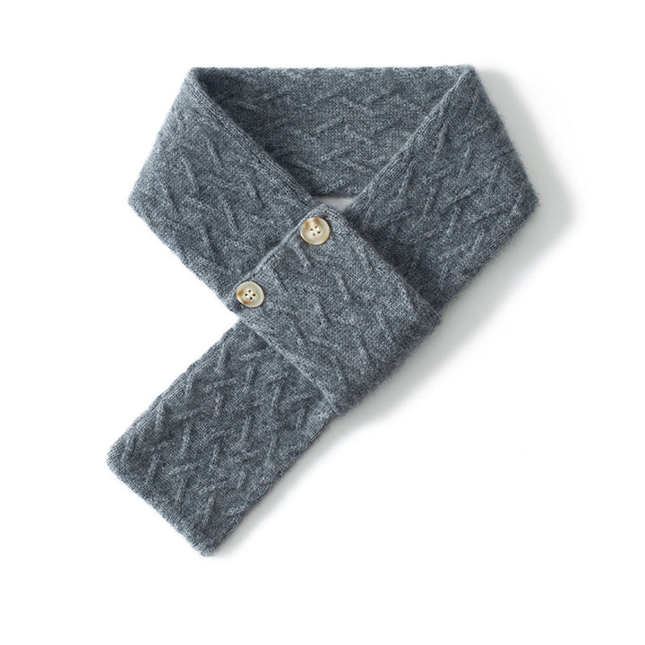 Cozy Pure Cashmere Chunky Knit Buttoned Scarf