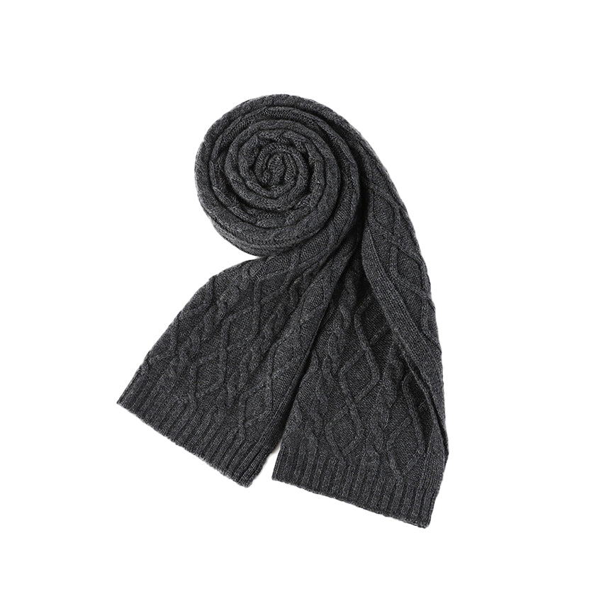 Unisex Cable Knit Long 100% Pure Cashmere Scarf