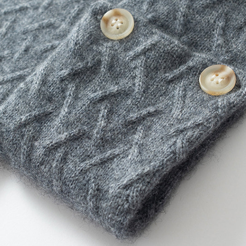 Cozy Pure Cashmere Chunky Knit Buttoned Scarf
