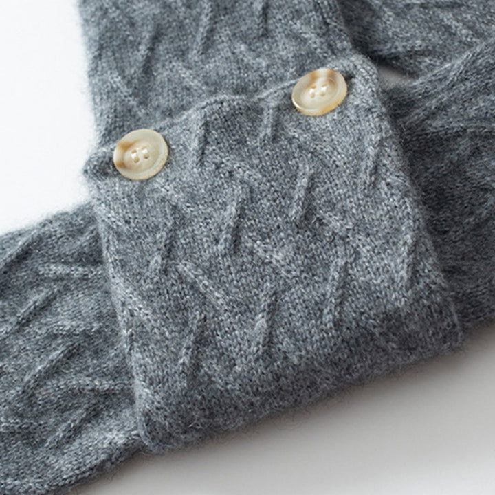Cozy Pure Cashmere Chunky Knit Buttoned Scarf