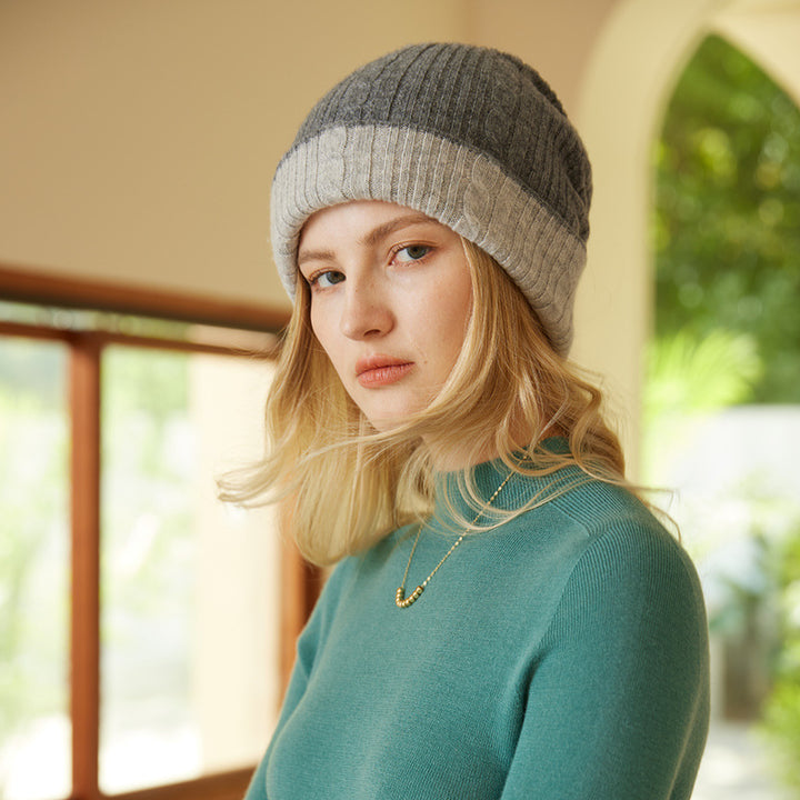 Cable Knit Cashmere Hat and Infinity Scarf Set