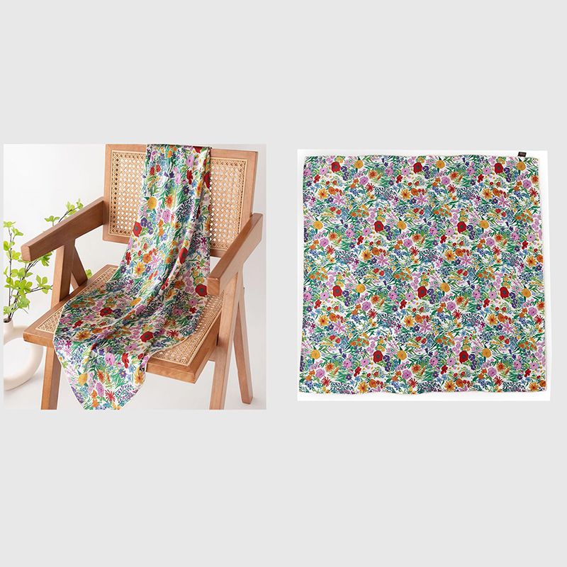35" x 35" Floral Printed Large Silk Sqaure Scarf Women's Mulberry Silk Head Wrap