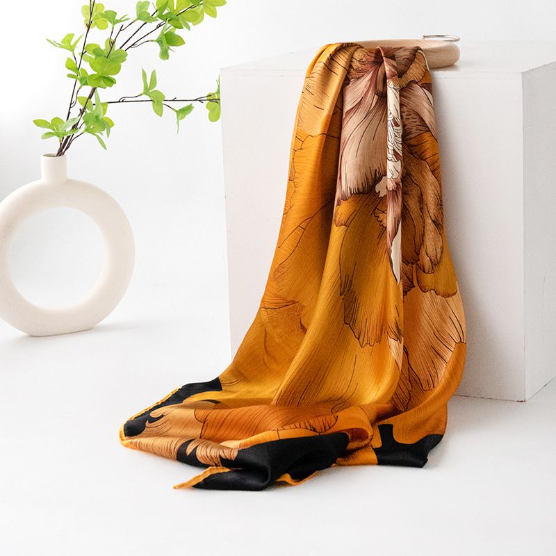 41" x 41" Classic Bloom Floral Paisley Butterfly Vintage Printed 100% Mulberry Silk Charmeuse Square Scarf