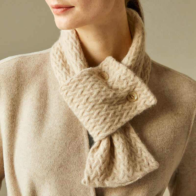 Cozy Pure Cashmere Chunky Knit Buttoned Scarf