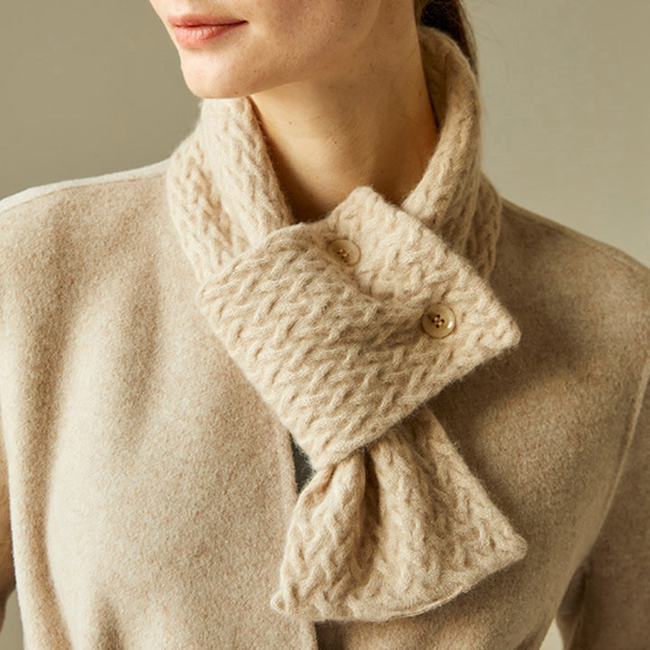 Cozy Pure Cashmere Chunky Knit Buttoned Scarf