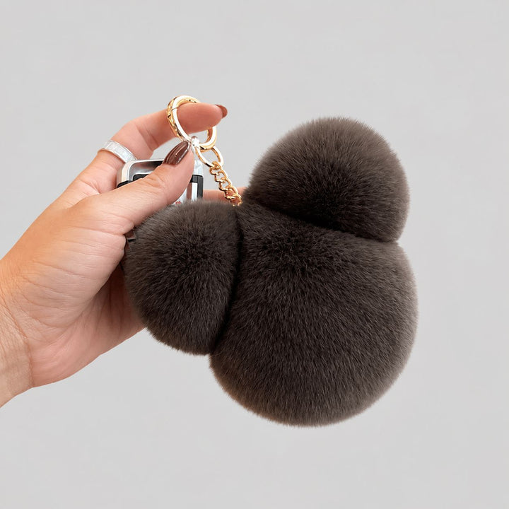 Real Rabbit Fur Bear Keychain Luxury Genuine Fur Pom Pom Bag Charm Key Ring Accessory