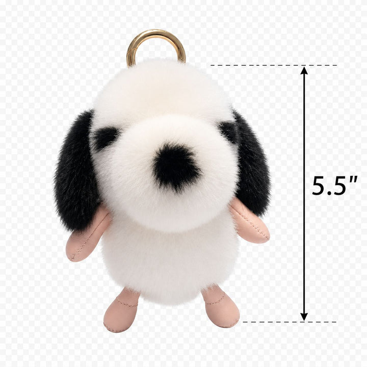 Cute Plush Puppy Fur Keychain Soft Real Rabbit Fur Dog Bag Charm
