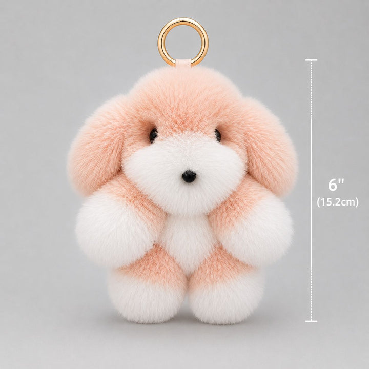 Real Rabbit Fur Puppy Keychain Handmade Fluffy Dog Bag Charm Luxury Fur Key Ring