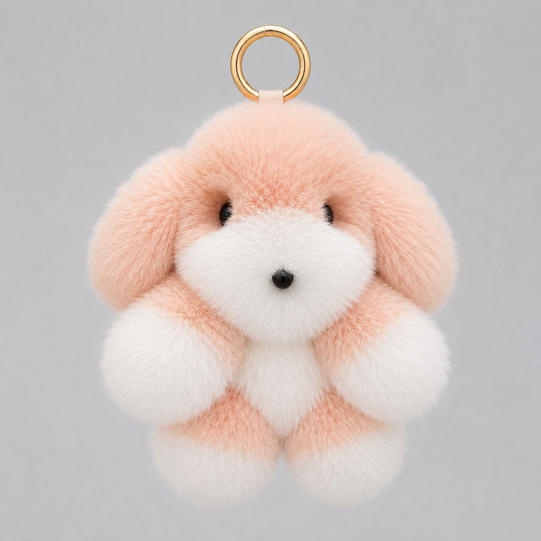 Real Rabbit Fur Puppy Keychain Handmade Fluffy Dog Bag Charm Luxury Fur Key Ring