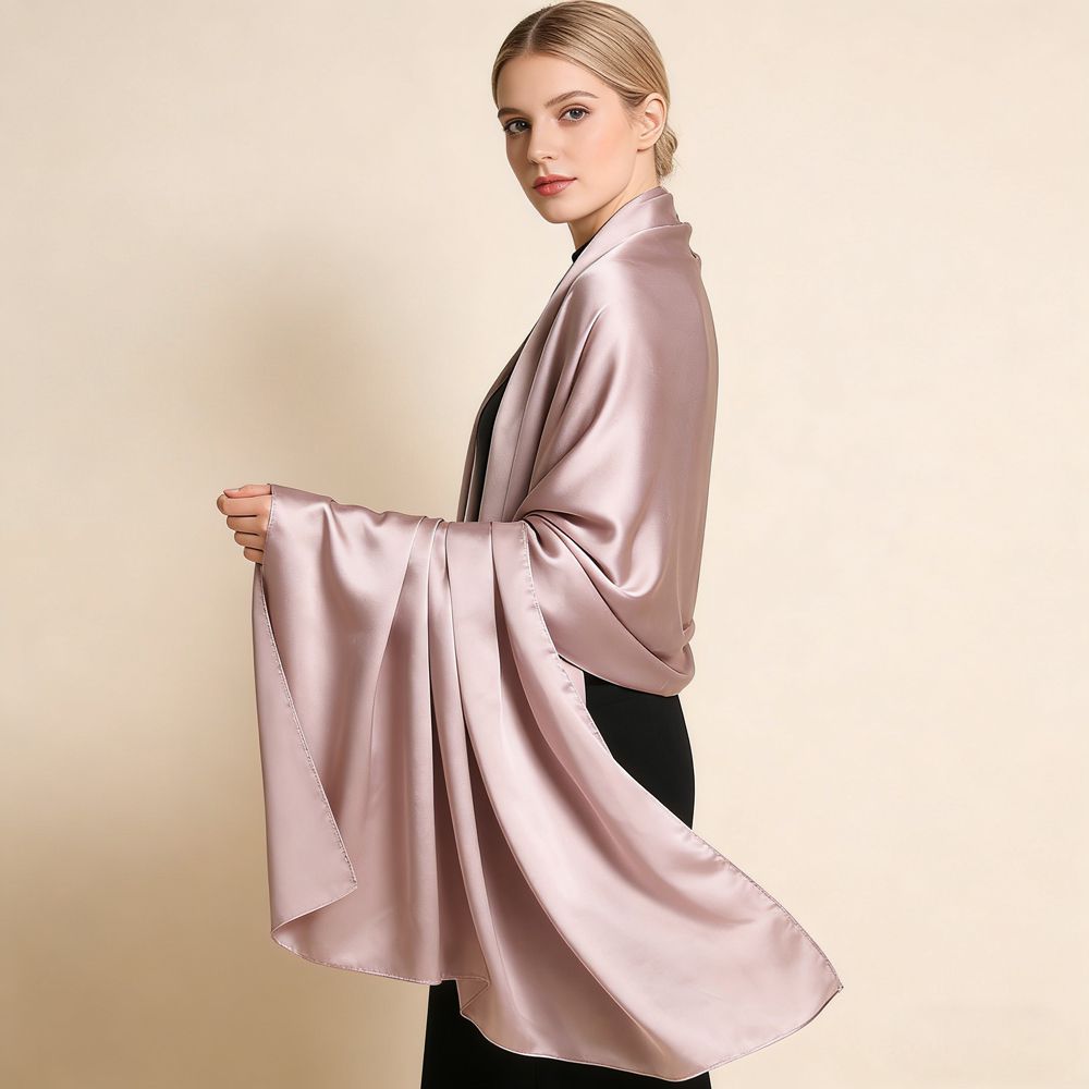 69" x 21" Classic Solid Color 100% Mulberry Silk Long Scarf for Women